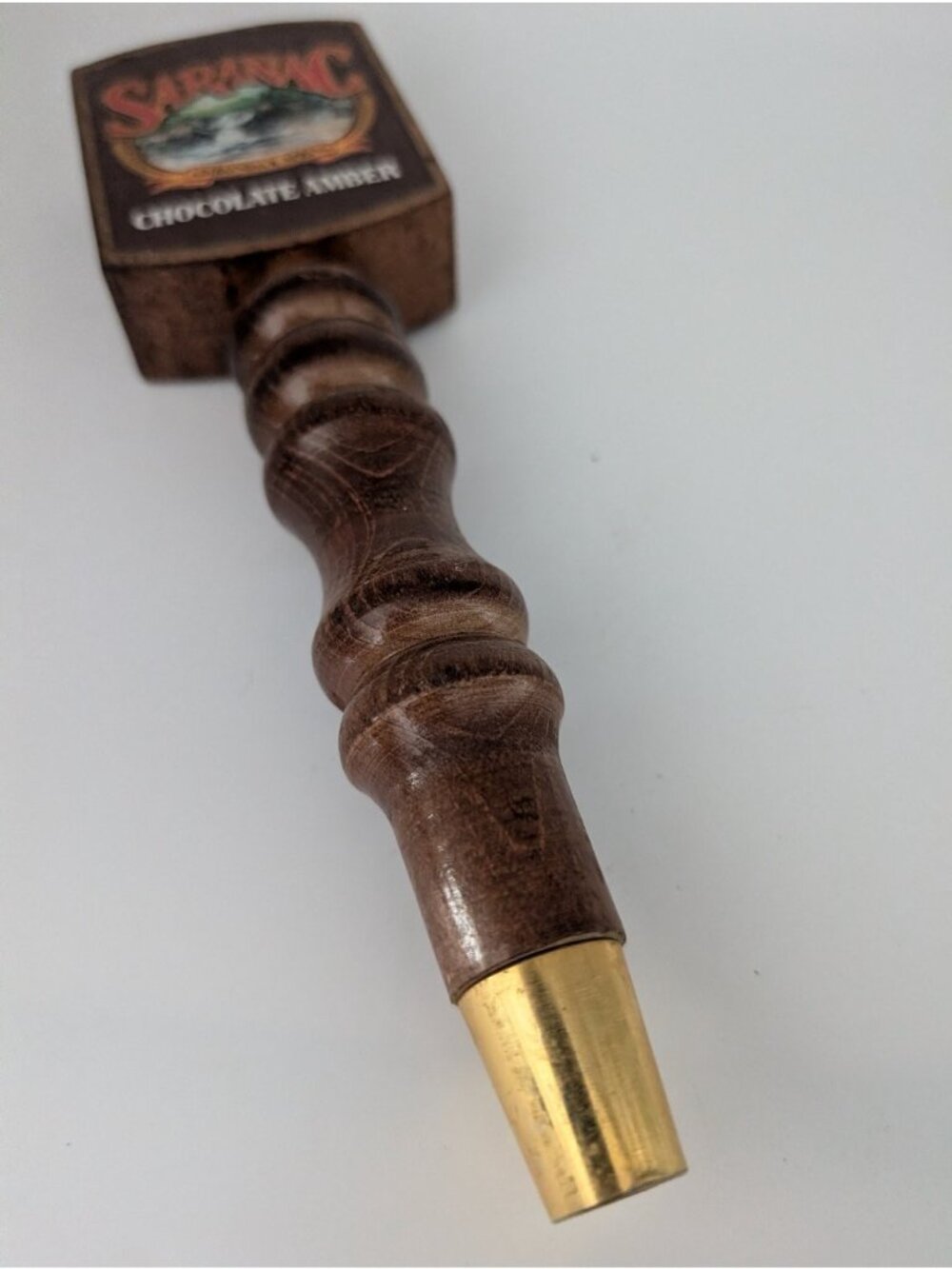 SARANAC Chocolate Amber Tap Handle Dark Brown Wood 8" Adirondack Spring Bar - Picture 5 of 6